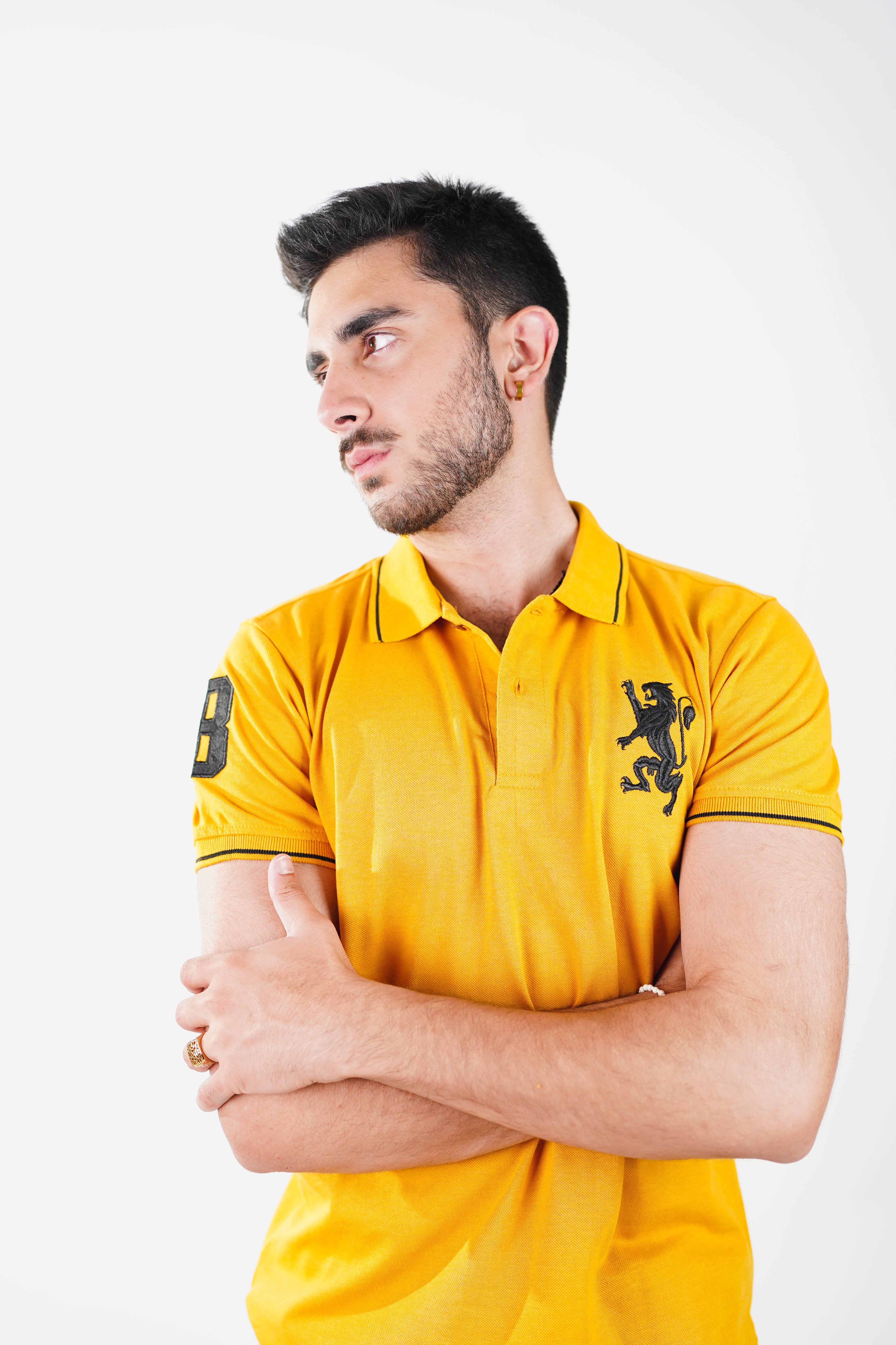 Giordano 3D Lion Polo Yellow Small